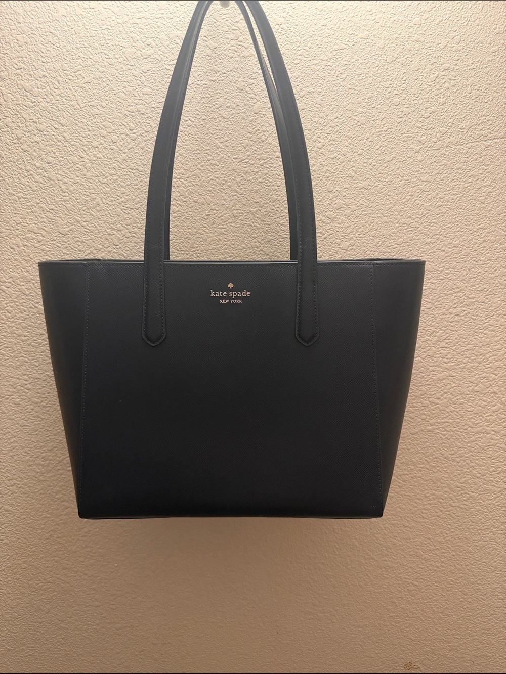 kate spade Black Leather Tote with Gold Logo